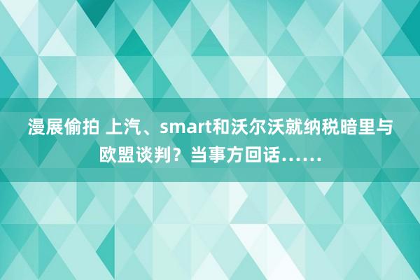 漫展偷拍 上汽、smart和沃尔沃就纳税暗里与欧盟谈判？当事方回话……